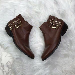 Aldo Ankle Booties Brown Vegan Leather 9